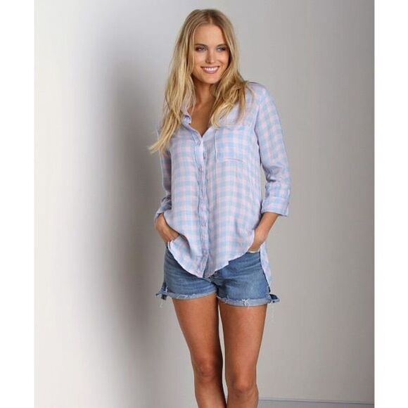 ✨Bella Dahl Overdye Sofia Check Print Sz Small Shirt✨ - Picture 1 of 10